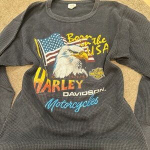 Authentic vintage long john’s harley davidson waffle knit